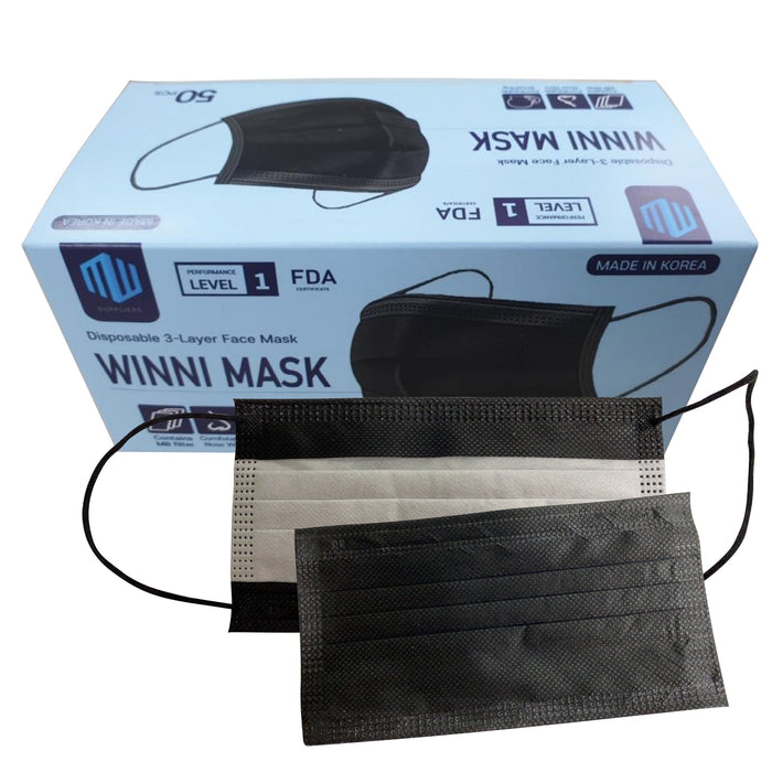 Winni Disposable Face Mask (Korea) - Black