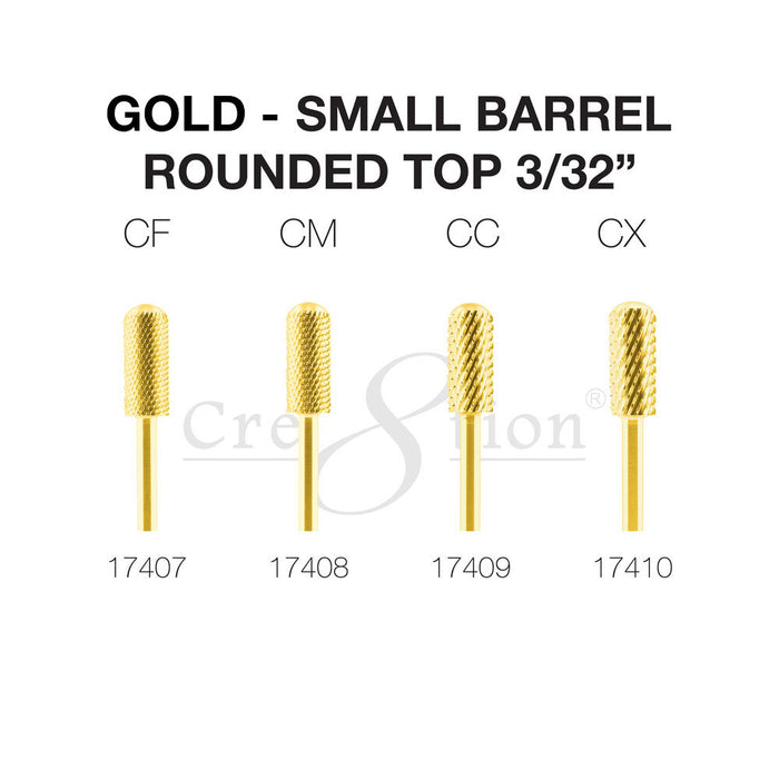 Cre8tion Gold Carbide- Small Barrel-Round Top- 3/32"